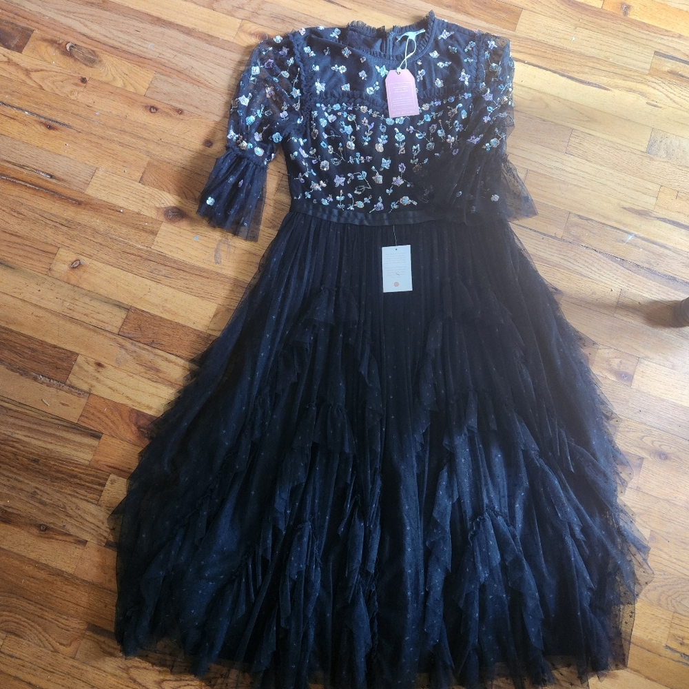 Mesh Embroidered Ruffled Cotragecore Boho Swong Dress - Picture 8 of 10